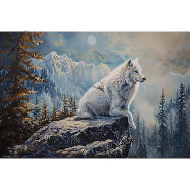 White Wolf Painting Wall Art